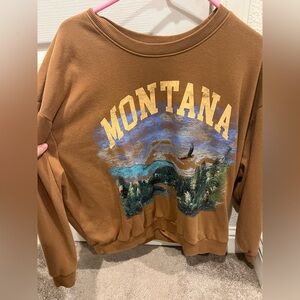 Wild Fable Montana Graphic Tan Crewneck Sweater